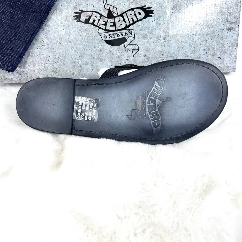 • NWT/NIB🤩 |•FREEBIRD🦅 BY STEVEN•| Vallarta Summer Flat Sandal Black Snake 7 - Picture 4 of 13